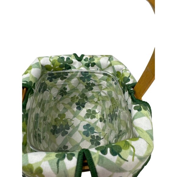 Longaberger Shamrock Basket 1999 Handwoven Wood With Lid & Fabric Liner - Picture 7 of 11